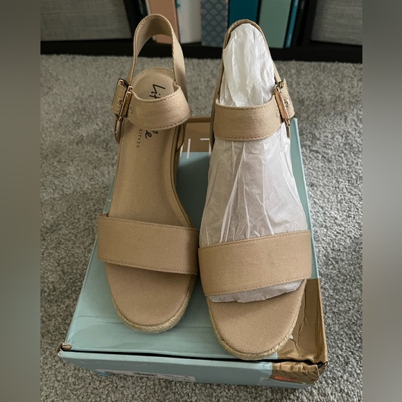 Elegant Beige Wedge Sandals - Picture 5 of 13